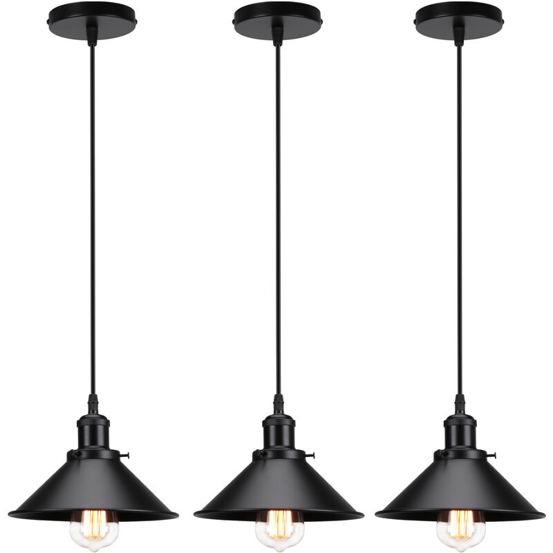 foto del prodotto lampada a sospensione, vintage lampadario da soffitto con 22cm paralume in ferro, illuminazione in industriale stile edison e27 per cucina isaland