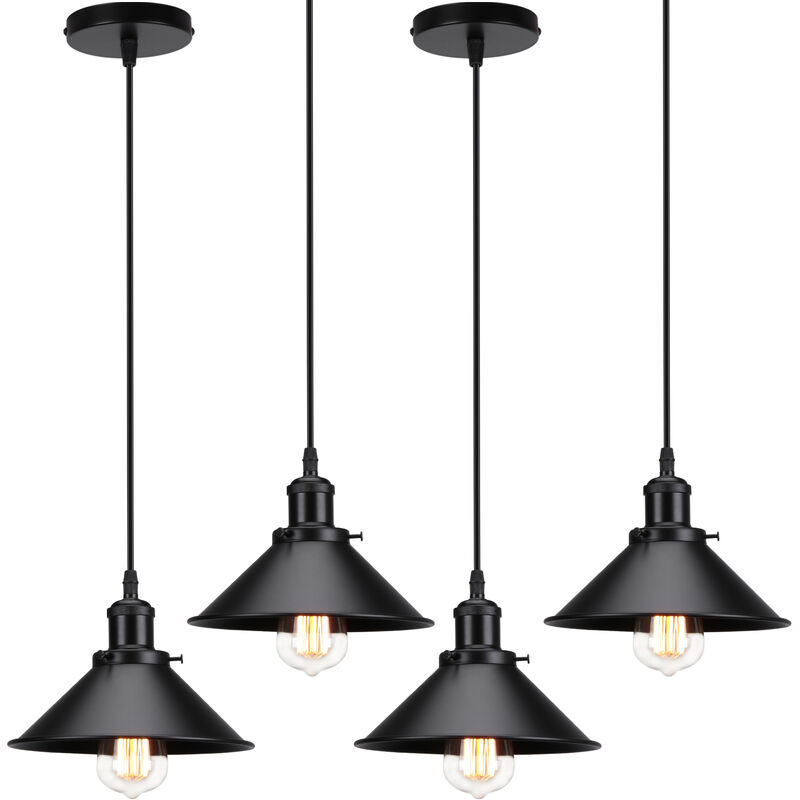 foto del prodotto lampada a sospensione, vintage lampadario da soffitto con 22cm paralume in ferro, illuminazione in industriale stile edison e27 per cucina isaland