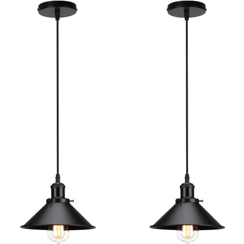 foto del prodotto lampada a sospensione, vintage lampadario da soffitto con 22cm paralume in ferro, illuminazione in industriale stile edison e27 per cucina isaland