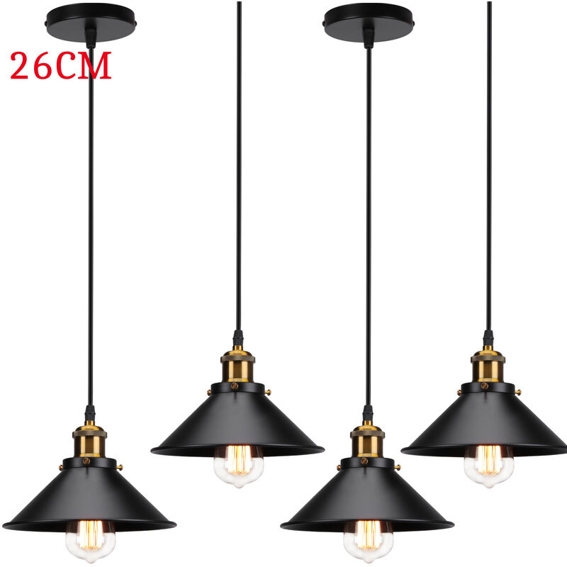 foto del prodotto lampada a sospensione, vintage lampadario da soffitto con 26cm paralume in ferro, illuminazione in industriale stile con bronzo edison e27 per