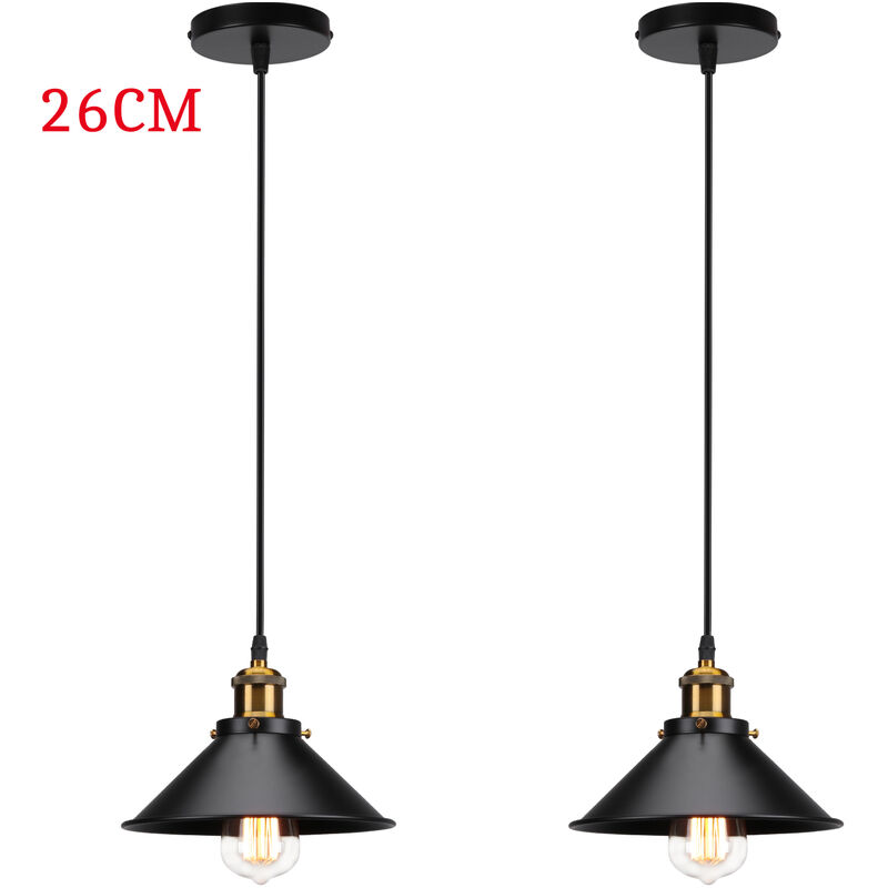 foto del prodotto lampada a sospensione, vintage lampadario da soffitto con 26cm paralume in ferro, illuminazione in industriale stile con bronzo edison e27 per