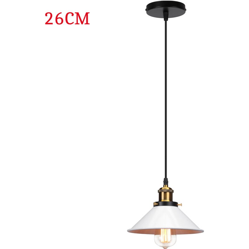 foto del prodotto lampada a sospensione, vintage lampadario da soffitto con 26cm paralume in ferro, illuminazione in industriale stile edison e27 per cucina isaland
