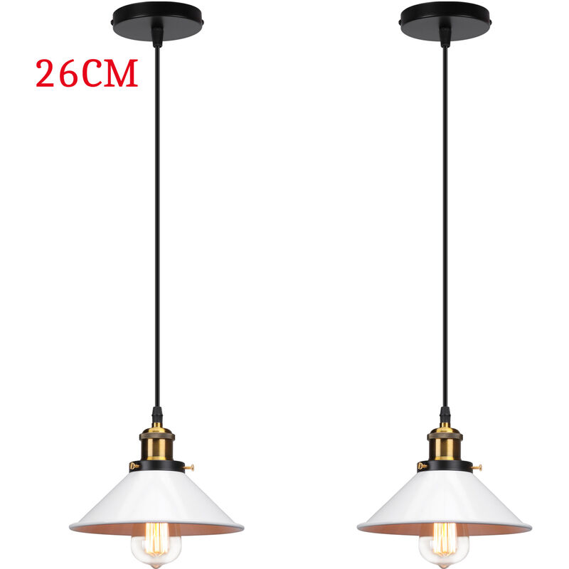 foto del prodotto lampada a sospensione, vintage lampadario da soffitto con 26cm paralume in ferro, illuminazione in industriale stile edison e27 per cucina isaland