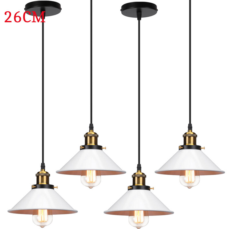 foto del prodotto lampada a sospensione, vintage lampadario da soffitto con 26cm paralume in ferro, illuminazione in industriale stile edison e27 per cucina isaland
