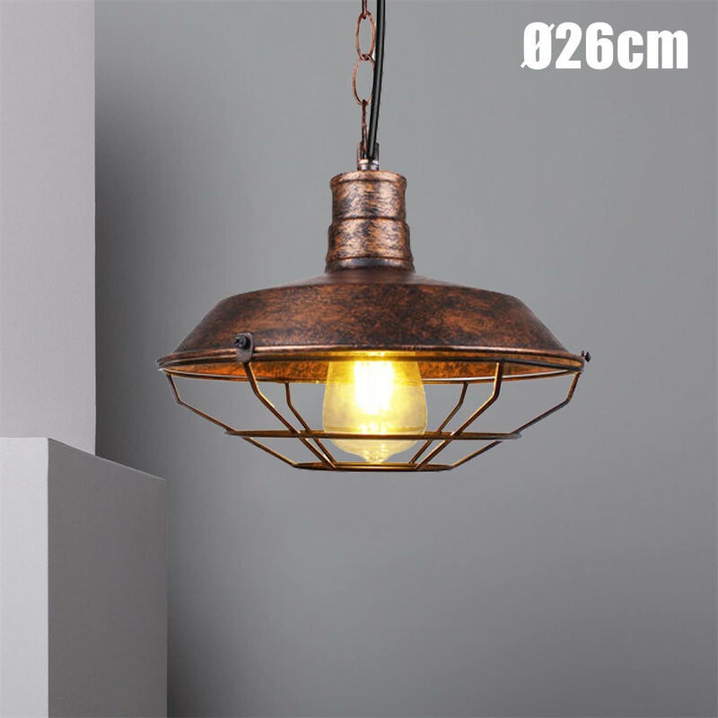 foto del prodotto lampada a sospensione vintage, lampadario da soffitto con 26cm paralume in ferro, industriale stile illuminazione e27 per corridoio cucina isaland