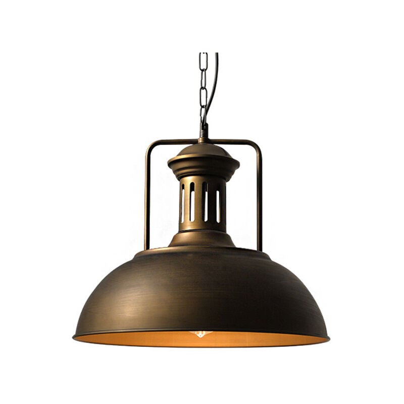 foto del prodotto lampada a sospensione, vintage lampadario da soffitto con 33cm paralume in ferro, industriale stile cupola illuminazione edison e27 per corridoio