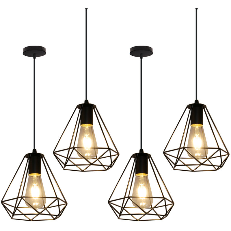 foto del prodotto lampada a sospensione, vintage lampadario da soffitto in metallo, 20cm diamante paralume con e27 base per soggiorno camera da letto a isola cucina