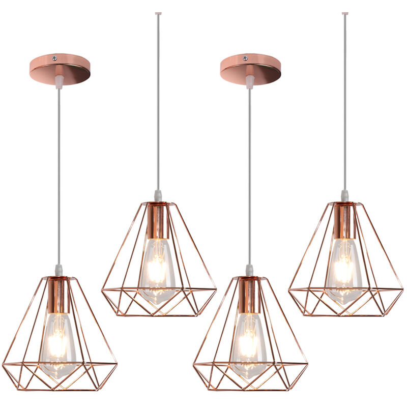 foto del prodotto lampada a sospensione, vintage lampadario da soffitto in metallo, 20cm diamante paralume con e27 base per soggiorno camera da letto a isola cucina