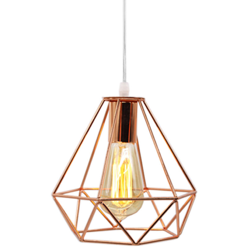foto del prodotto lampada a sospensione, vintage lampadario da soffitto in metallo, 20cm diamante paralume con e27 base per soggiorno camera da letto a isola cucina