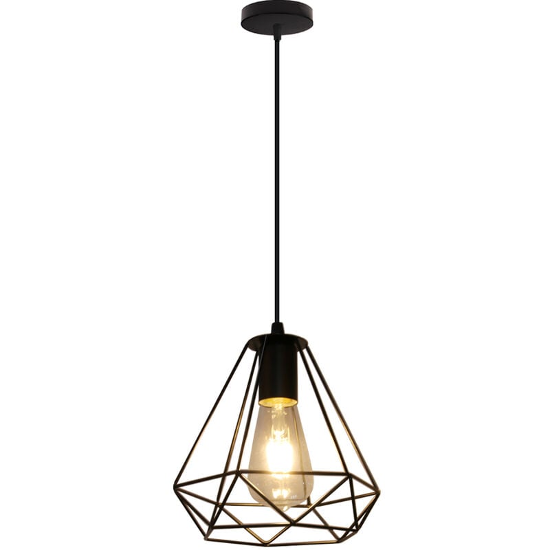 foto del prodotto lampada a sospensione, vintage lampadario da soffitto in metallo, 20cm diamante paralume con e27 base per soggiorno camera da letto a isola cucina