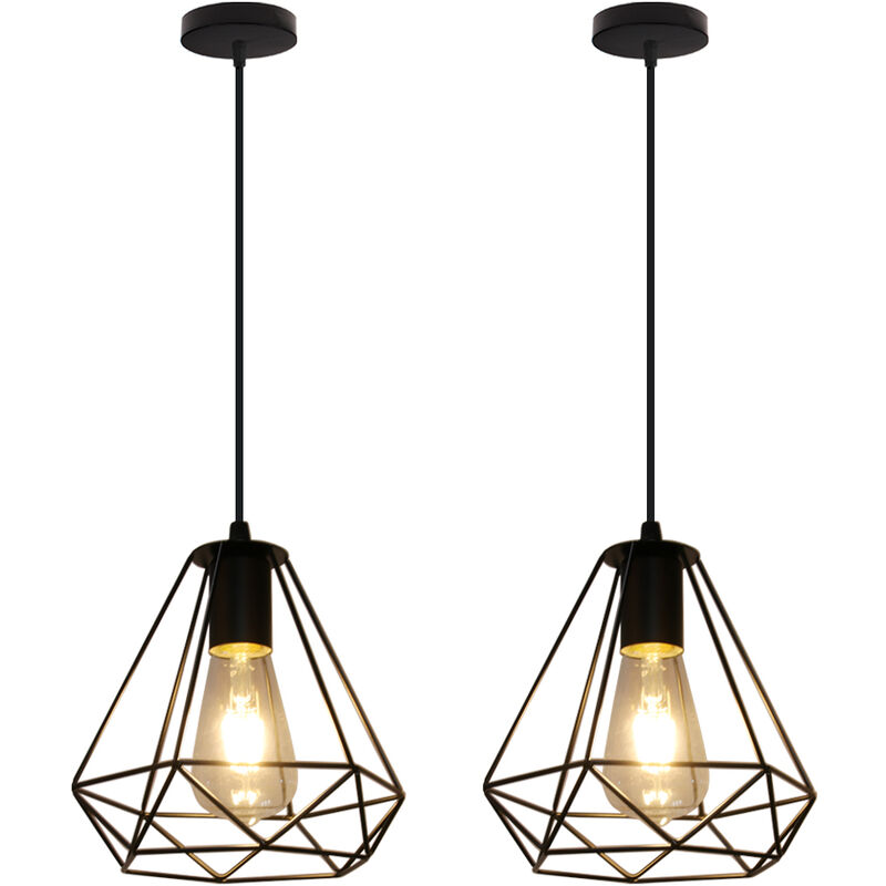 foto del prodotto lampada a sospensione, vintage lampadario da soffitto in metallo, 20cm diamante paralume con e27 base per soggiorno camera da letto a isola cucina