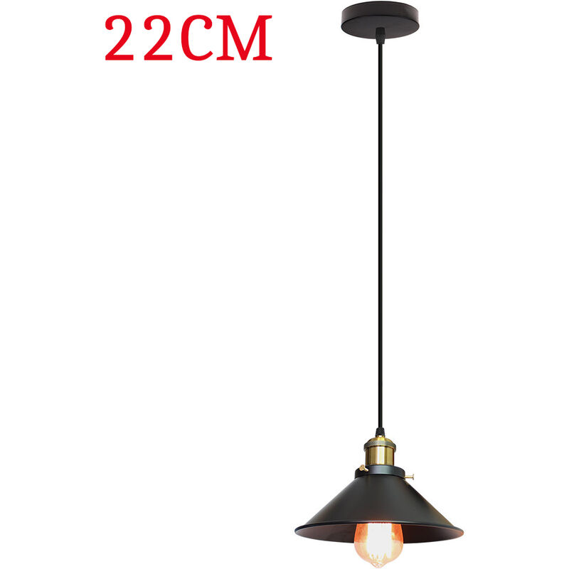 foto del prodotto lampada a sospensione vintage lampadario da soffitto in metallo con 22cm paralume stile industriale illuminazione nero