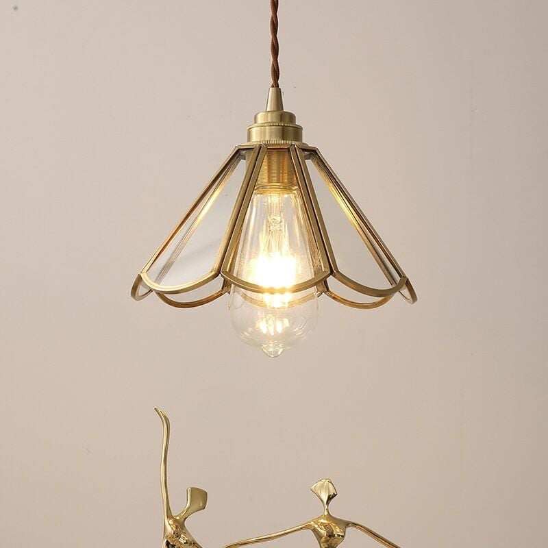 foto del prodotto lampada a sospensione vintage lampadario da soffitto regolabile luce pendente paralume metallo vetro b