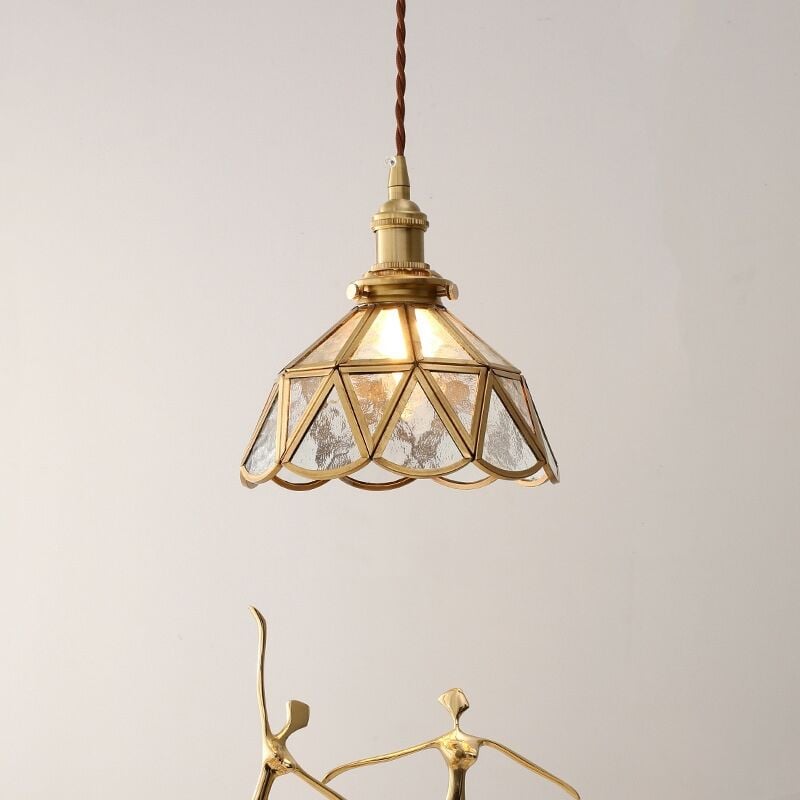 foto del prodotto lampada a sospensione vintage lampadario da soffitto regolabile luce pendente paralume metallo vetro c