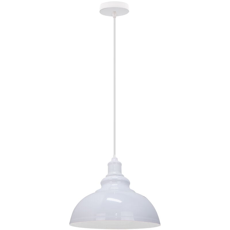 foto del prodotto lampada a sospensione vintage metallo illuminazione plafoniera cucina soggiorno 29cm bianco