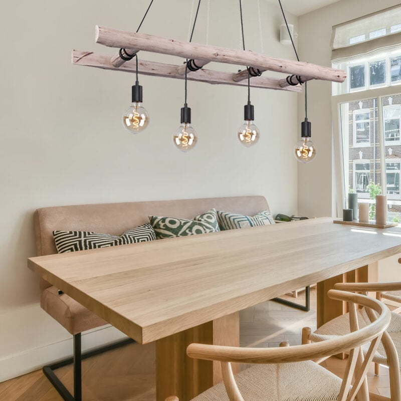 foto del prodotto lampada a sospensione vintage per la sala da pranzo lampada a sospensione per la sala da pranzo lampada in legno a 4 fiamme
