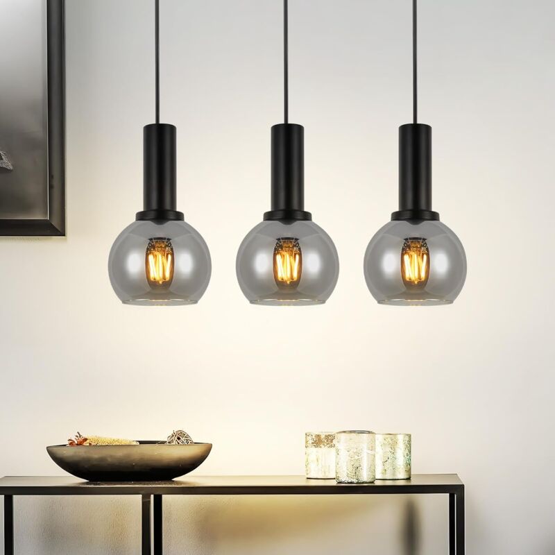 foto del prodotto lampada a sospensione vintage per tavolo da pranzo lampada a sospensione a 3 fiamme e27, altezza regolabile, lampada da pranzo industriale per