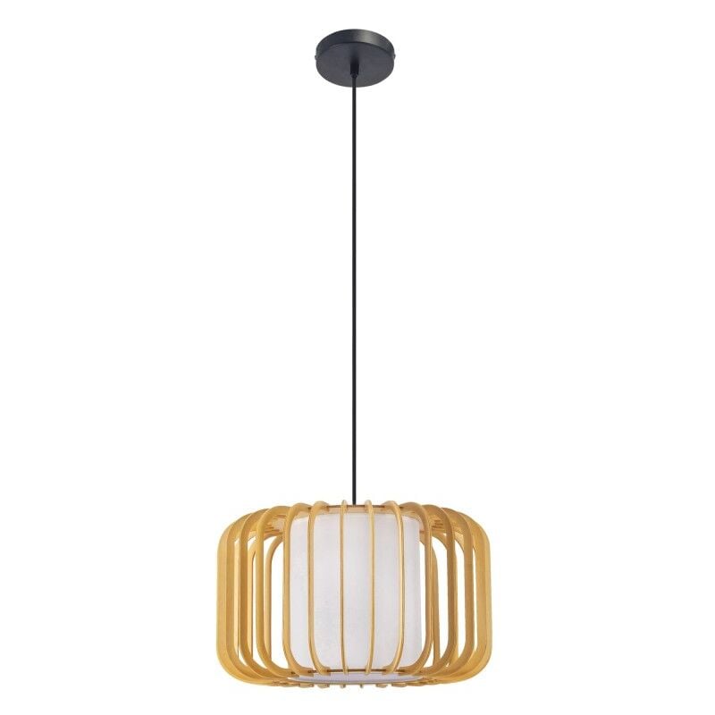 foto del prodotto lampada a sospensione viva in legno nero e chiaro per lampadina e27