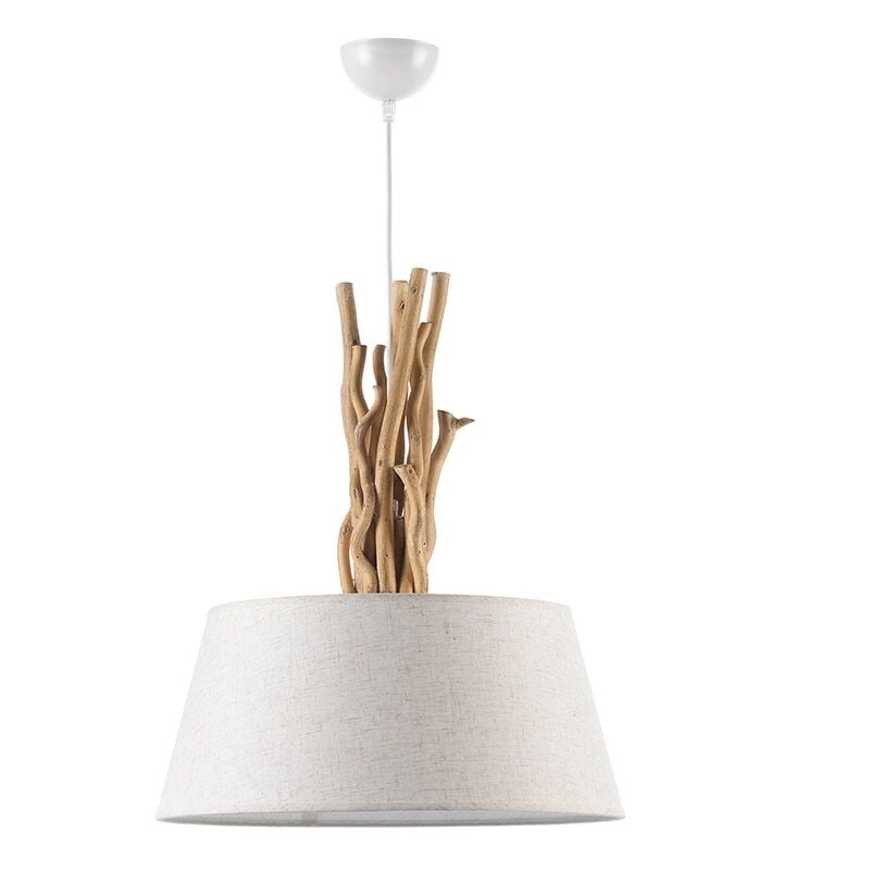 foto del prodotto lampada a sospensione woody legno e stoffa, e27