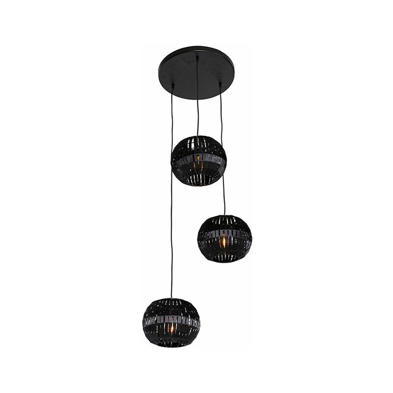 foto del prodotto lampada a sospensione zoe moderno acciaio,tessuto nero tondo max. 3 x watt qazqa