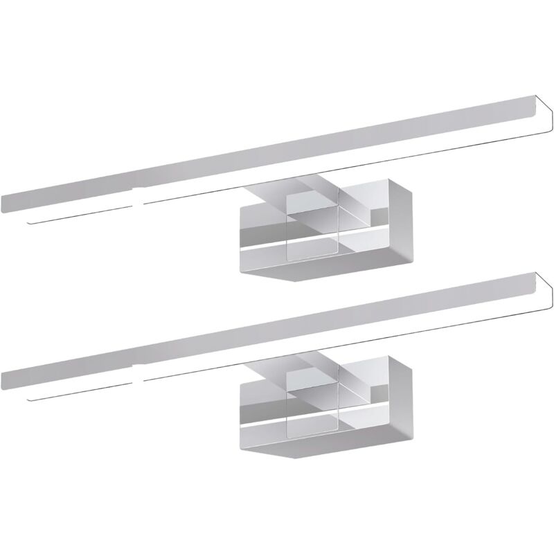 foto del prodotto lampada a specchio a led, lampada per guardaroba, applique per bagno, luce bianca neutra 4000 kelvin, 6w, impermeabile ip44, larghezza 300mm, cromo