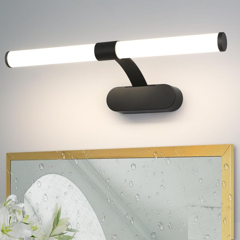 foto del prodotto lampada a specchio a led, lampada per guardaroba, lampada da parete per bagno, luce bianca neutra 4000 kelvin, 6w, impermeabile ip44, larghezza 400