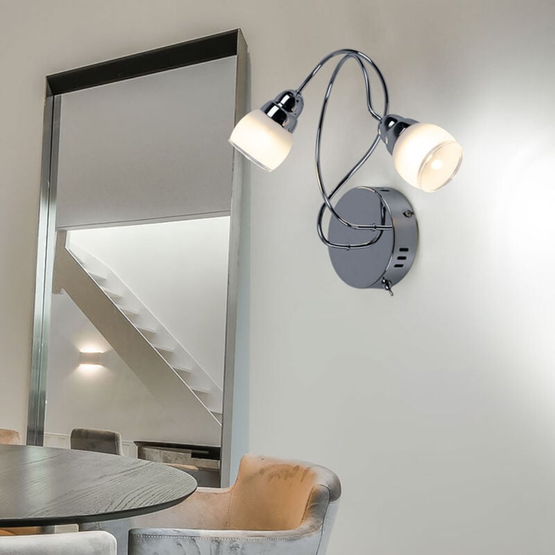 foto del prodotto lampada a spot lampada da parete lampada da soggiorno lampada da camera da letto, 2 fiamme, metallo vetro cromo satinato, 2x led 5w 450lm bianco