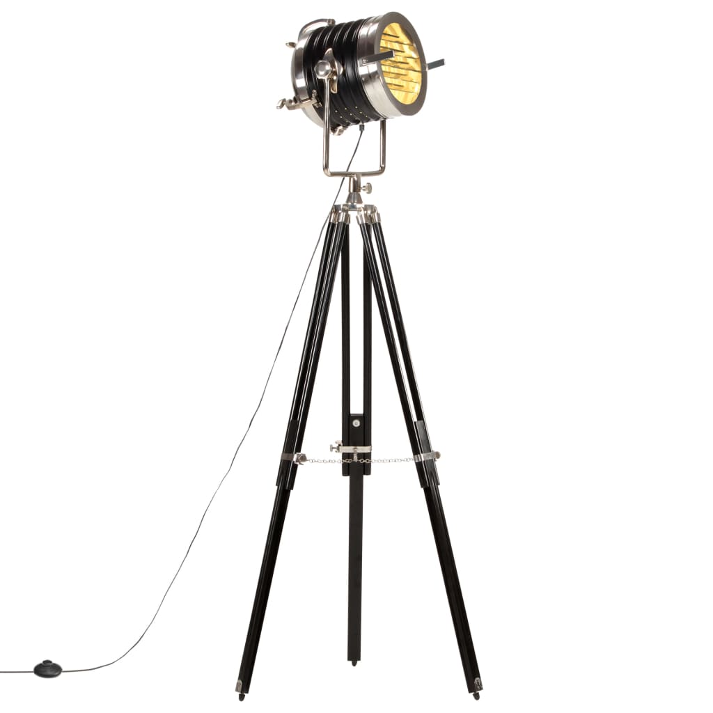 foto del prodotto lampada a treppiede a pavimento nera in legno di mango 171 cm cod mxl 77148