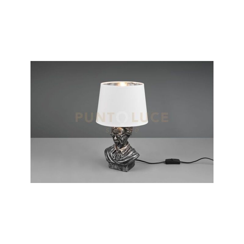 foto del prodotto lampada albert metallo argento anticapto con paralume bianco r50311088