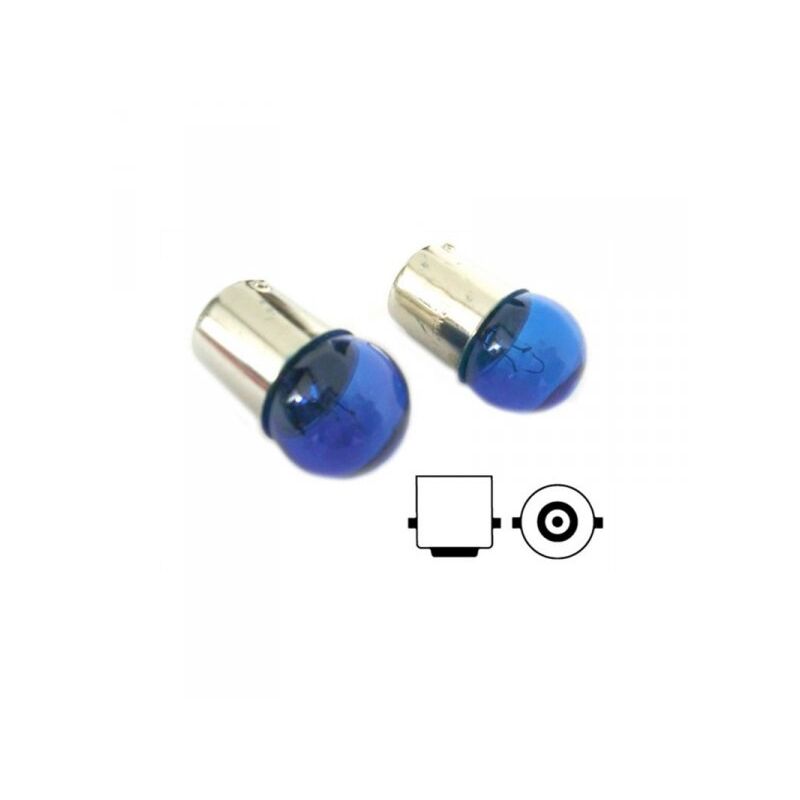 foto del prodotto lampada alogena g18 ba15s r10w 12v 10w luci posizione colore azzurro