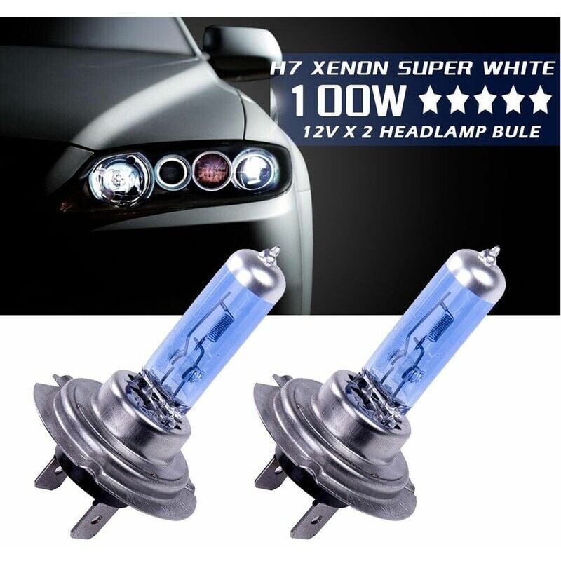 foto del prodotto lampada alogena h7 12v 100w xenon bianca 6000k per auto h7 abbaglianti e anabbaglianti. 2 pezzi a 