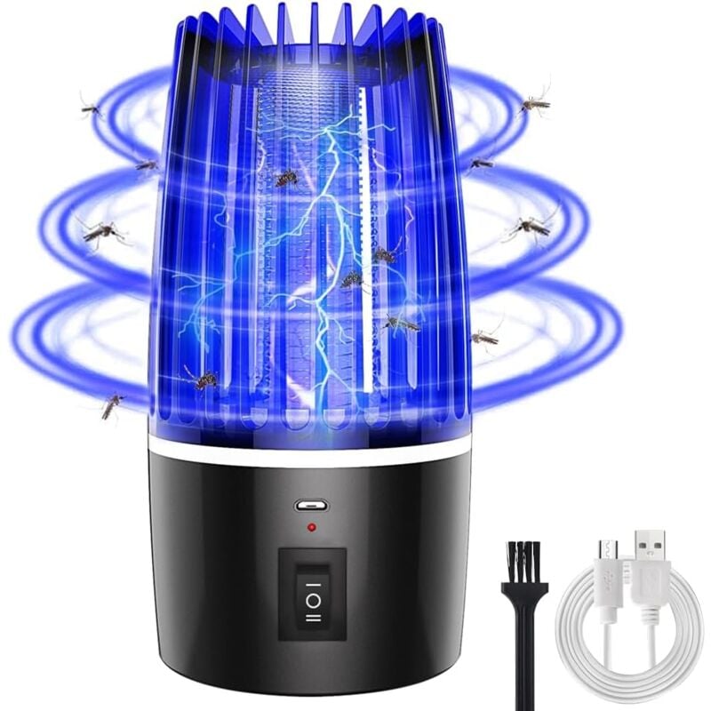 foto del prodotto lampada antizanzare, 2 in 1, repellente elettrico antizanzare a 360 , uv, ricaricabile, efficace, con raggio d azione di 100 m , per interni,