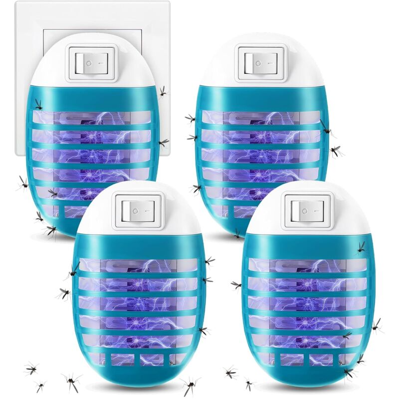 foto del prodotto lampada antizanzare, confezione da 4, repellente elettrico per zanzare per interni, trappola per mosche e zanzare, anti zanzare, sicura e atossica,