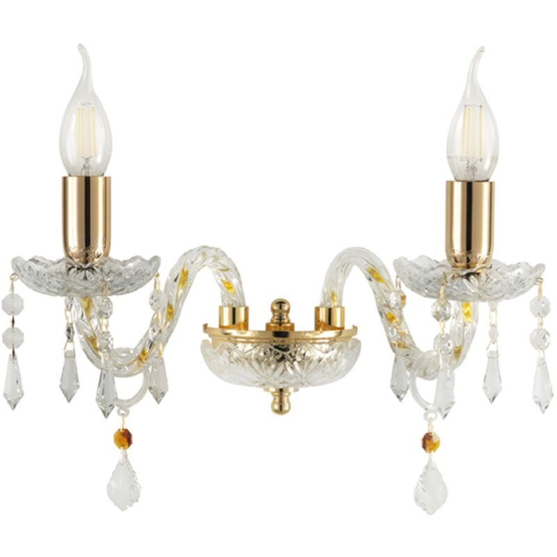foto del prodotto lampada applique 35 cm in cristallo dallas a 2 luci oro