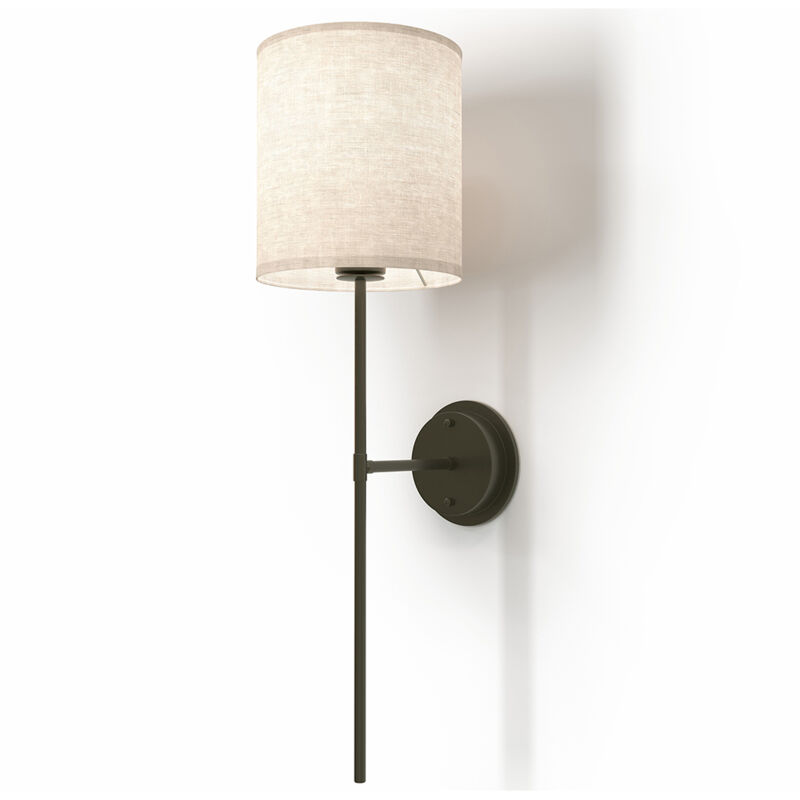 foto del prodotto lampada applique da parete nera con paralume in tela dena nero