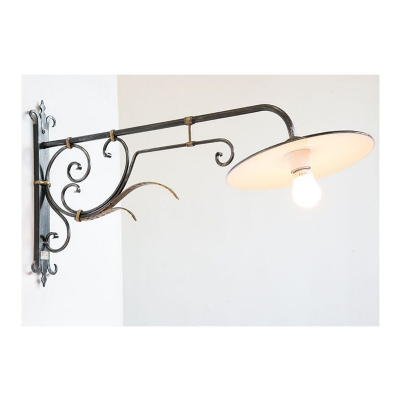 foto del prodotto lampada applique lanterna ferro battuto con piatto lux d. 32 lanterne lampade