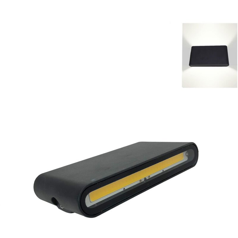 foto del prodotto lampada applique led cob da parete 220v 12w nero doppio luce ip 65 da esternoluce calda 3000k