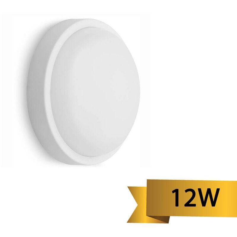 foto del prodotto lampada applique parete plafoniera led 12w rotonda luce fredda interno esterno