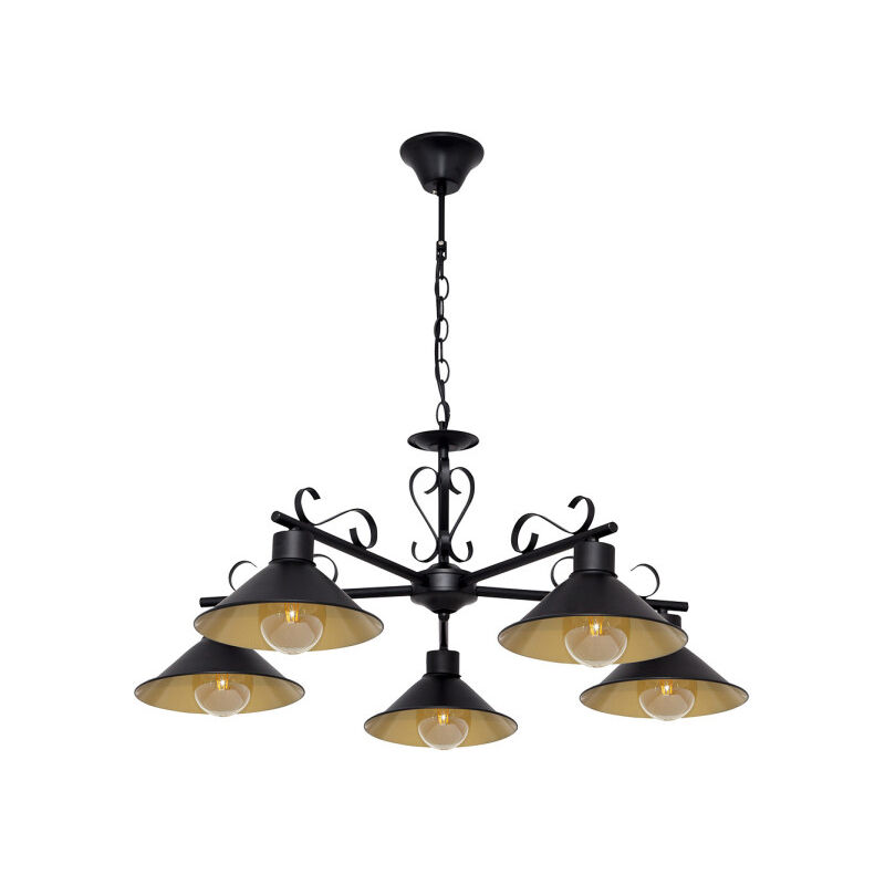 foto del prodotto lampada azalea 5xe27 nero oro regx74x74 cm