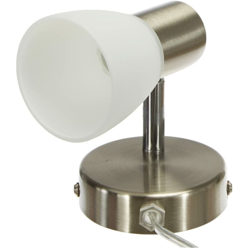 foto del prodotto lampada brilliant luca fornitura spot a parete e interruttore ferro cromo bianco 1x r50, e14, 18w, adatto per lampade a riflettore non incluse 