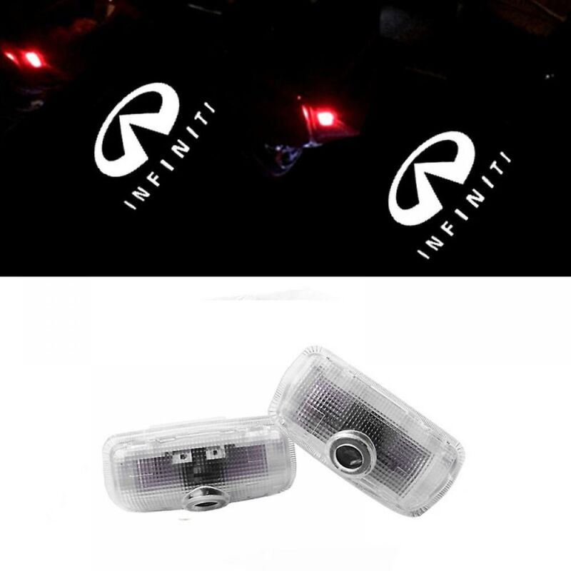 foto del prodotto lampada con logo a luci a led da 2 pezzi adatta per infiniti welcome light fx gm ex qx q60 q70 lampada di proiezione laser per porta