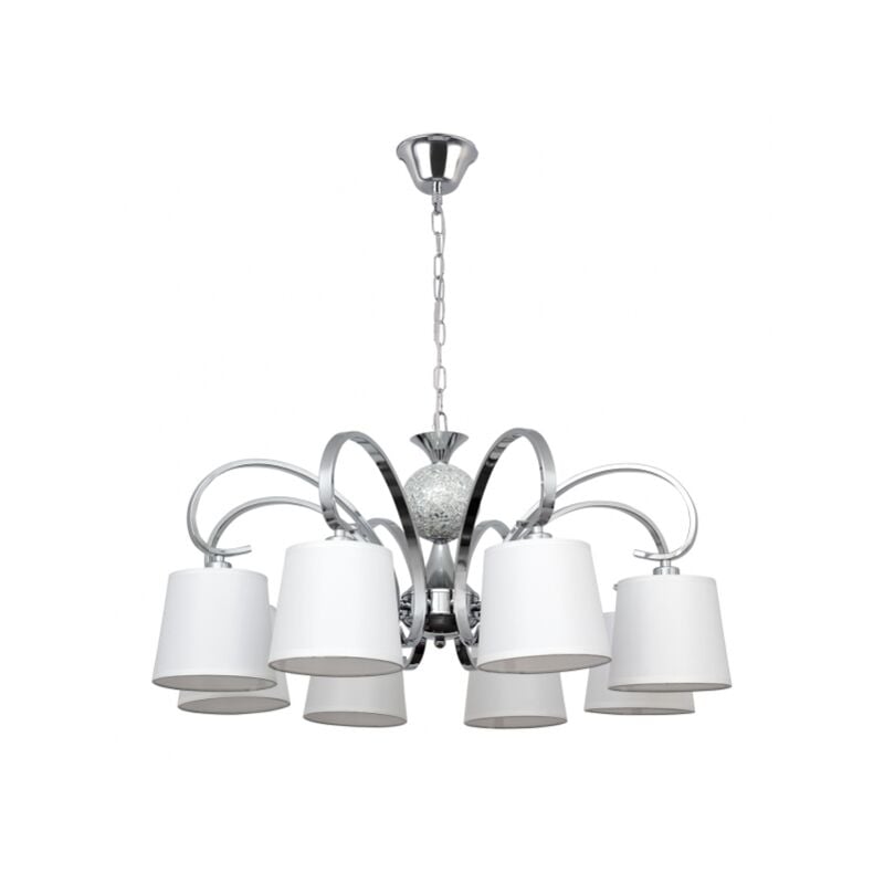 foto del prodotto lampada concordia 8xe14 cromo paralume bianco 50 70x78d de fabrilamp.
