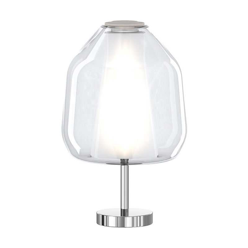 foto del prodotto lampada contemporanea double skin beta metallo cromo vetro trasp. 1 luce e27