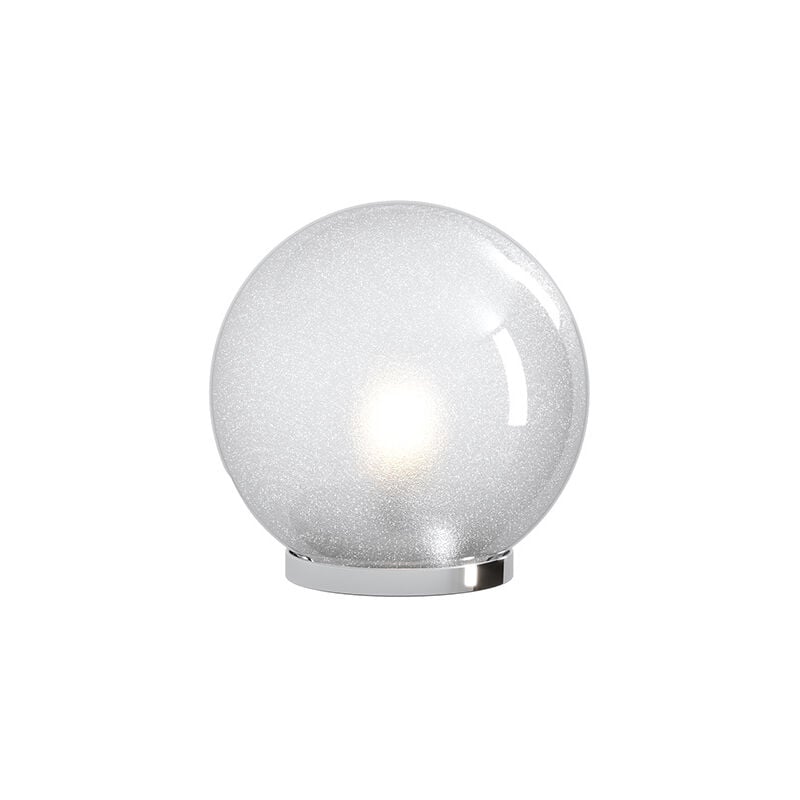 foto del prodotto lampada contemporanea glitter metallo cromo vetro soffiato trasp 1 luce e27 25cm