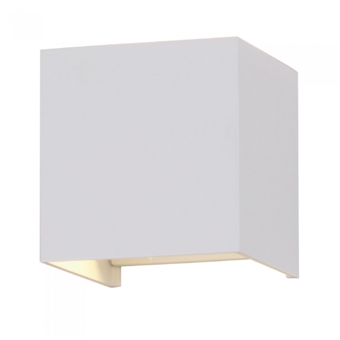 foto del prodotto lampada cubo up down led da muro quadrata doppio led cob 6w colore bianco satinato fascio luminoso regolabile 4000k ip65 sku 7088