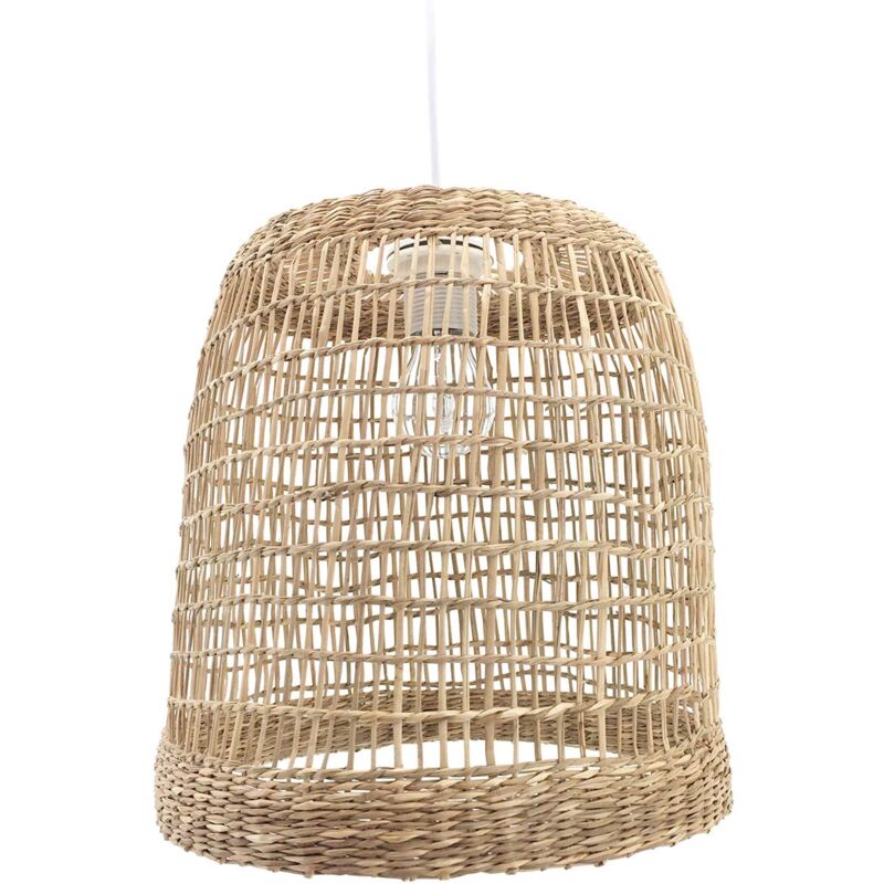 foto del prodotto lampada cuzco, lampadario in stile boh mien, naturale, hygge lampada a sospensione in rattan intrecciato naturale, cavo bianco, attacco e27, 30