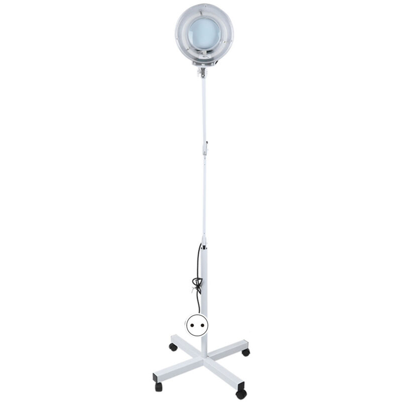 foto del prodotto lampada d ingrandimento estetica a led, lente d ingrandimento a led 5x con piedino 4 ruote da tavolo saloni di bellezza unghie per tatuaggi ospedali