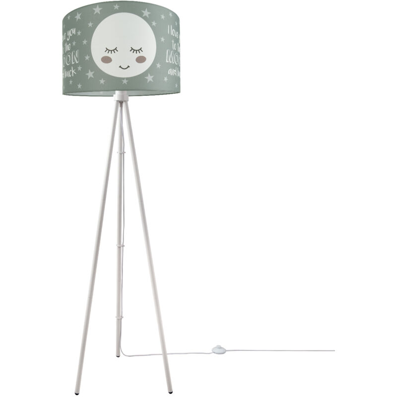 foto del prodotto lampada da bambini lampada da terra lampada con motivo con luna, e27 bianco a tre gambe, grigio 45.5 cm paco home