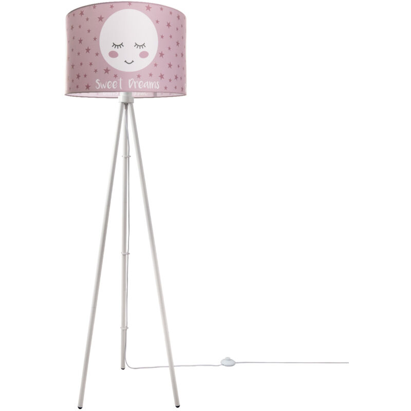 foto del prodotto lampada da bambini lampada da terra lampada con motivo con luna, e27 bianco a tre gambe, rosa 45.5 cm paco home