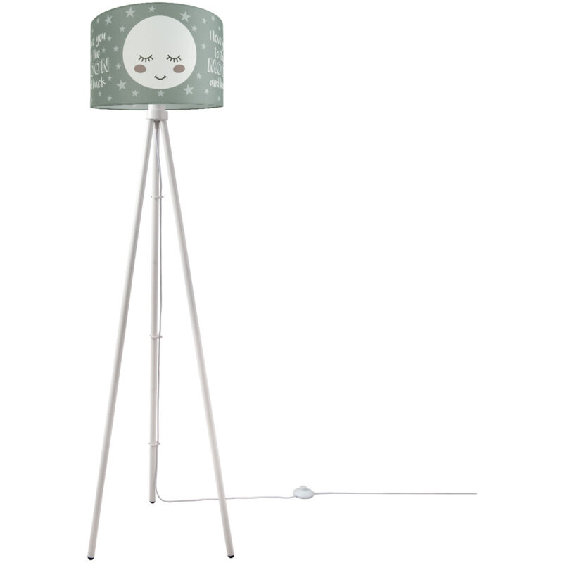 foto del prodotto lampada da bambini lampada da terra lampada con motivo con luna, e27 bianco con tre gambe lampadina, grigio 38 cm paco home